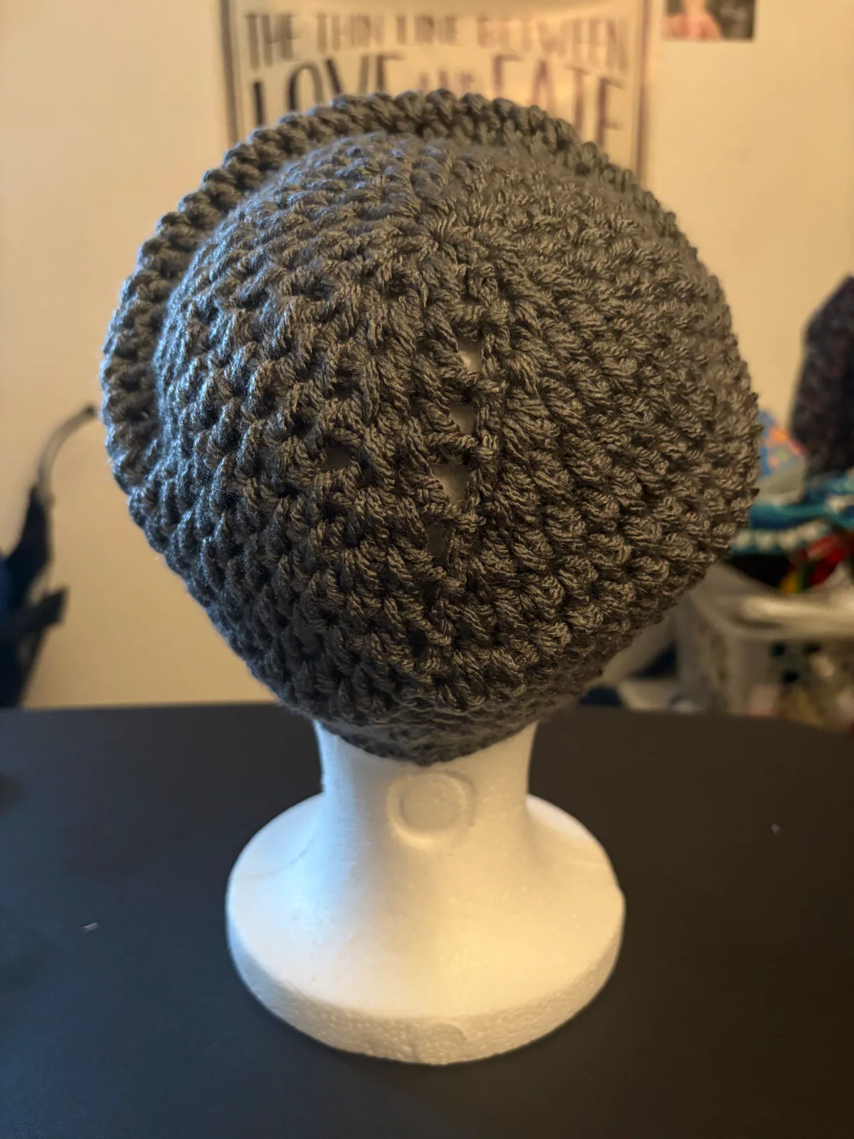 Gray Handmade Crochet Headwear, detail photo 2