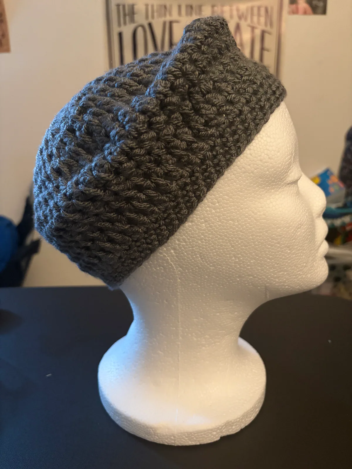Gray Handmade Crochet Headwear, detail photo 3