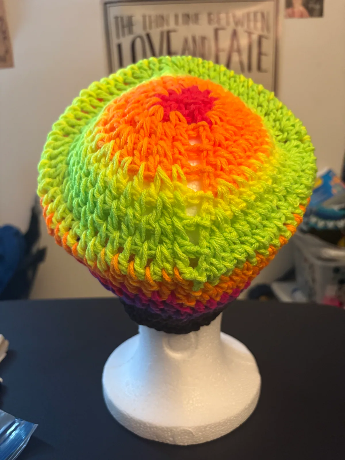 Neon Stripe Handmade Crochet Headwear, detail photo 2
