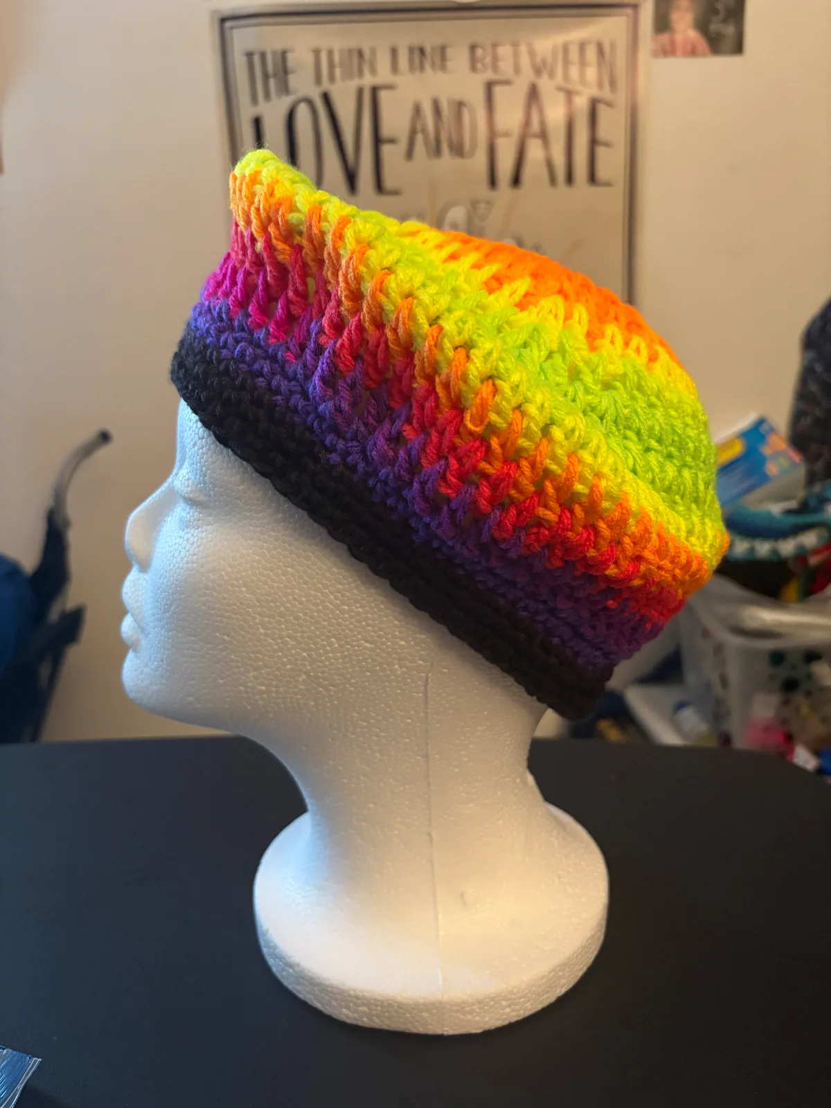 Neon Stripe Handmade Crochet Headwear, detail photo 3
