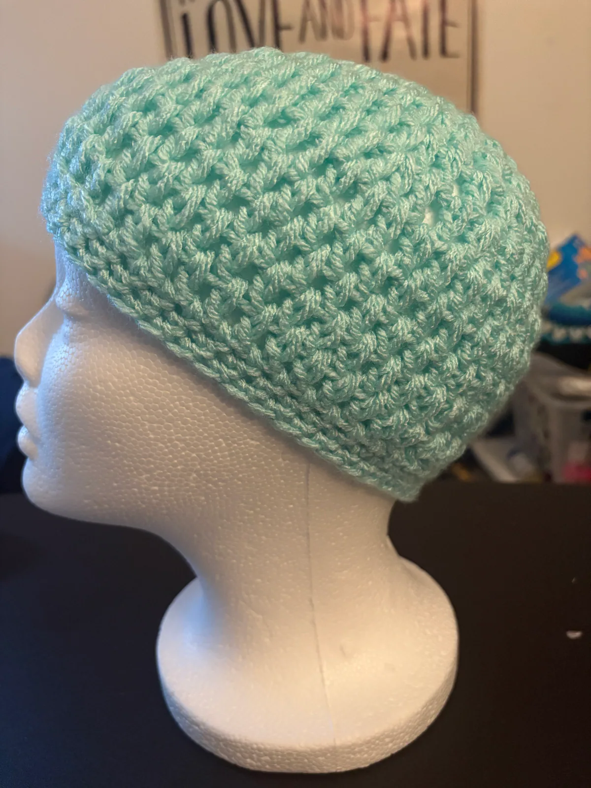 Pale Green Handmade Crochet Headwear, detail photo 1