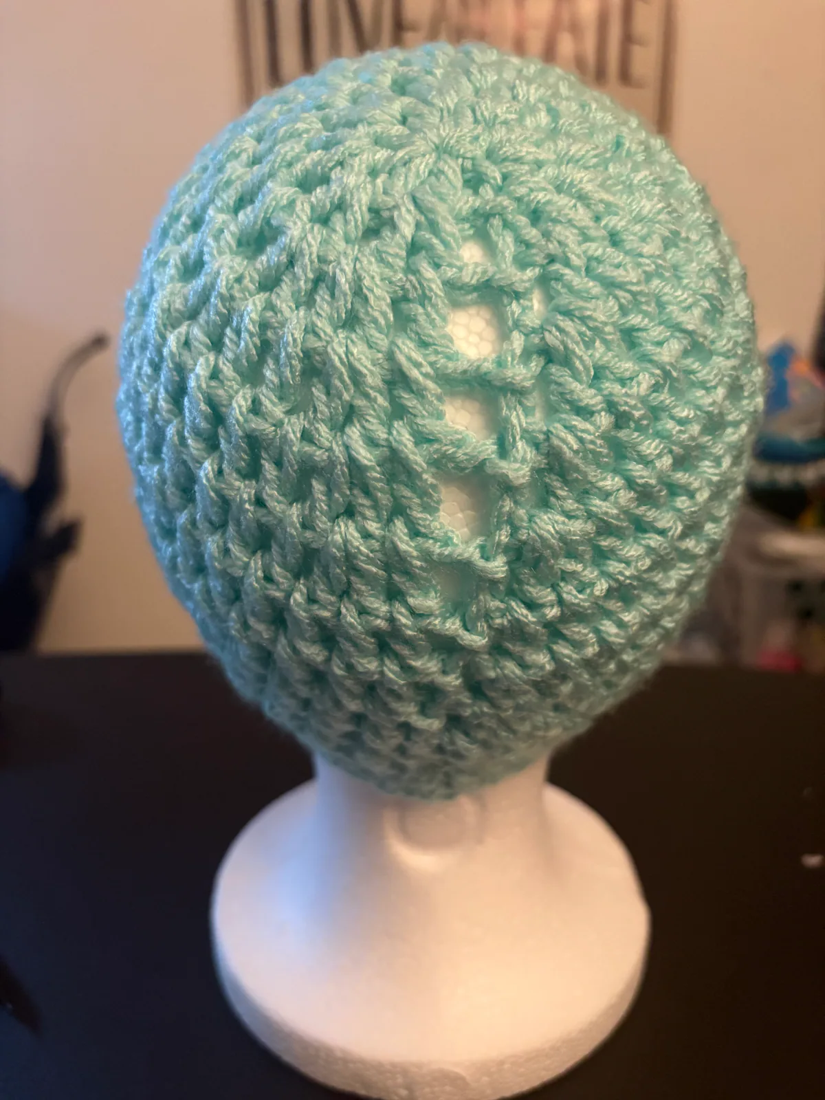 Pale Green Handmade Crochet Headwear, detail photo 2
