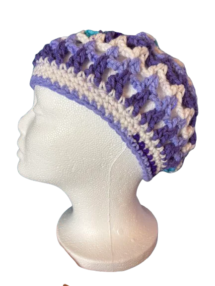 Soft White Amethyst Handmade Crochet Headwear, detail photo 3