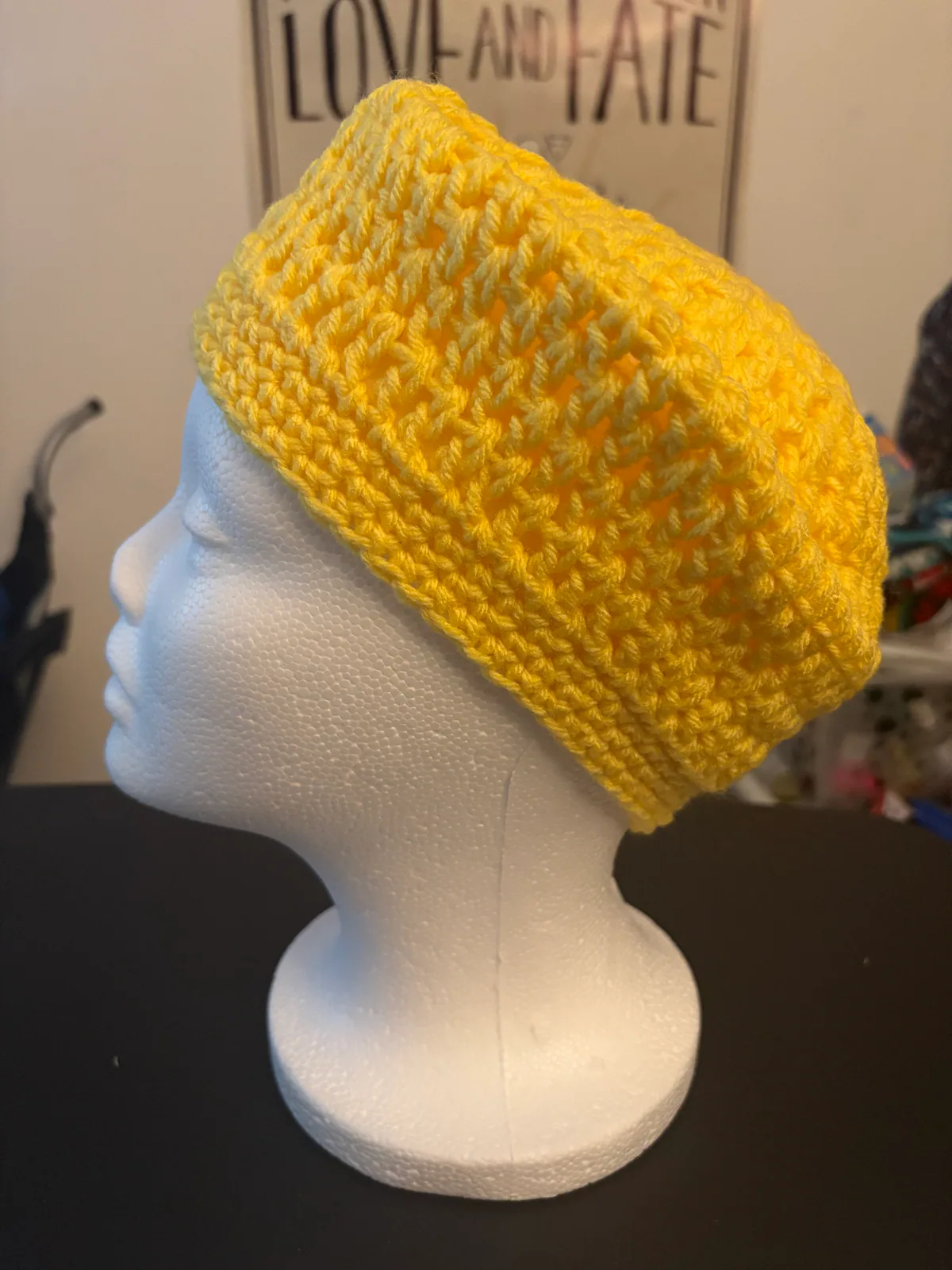Yellow Handmade Crochet Headwear, detail photo 1